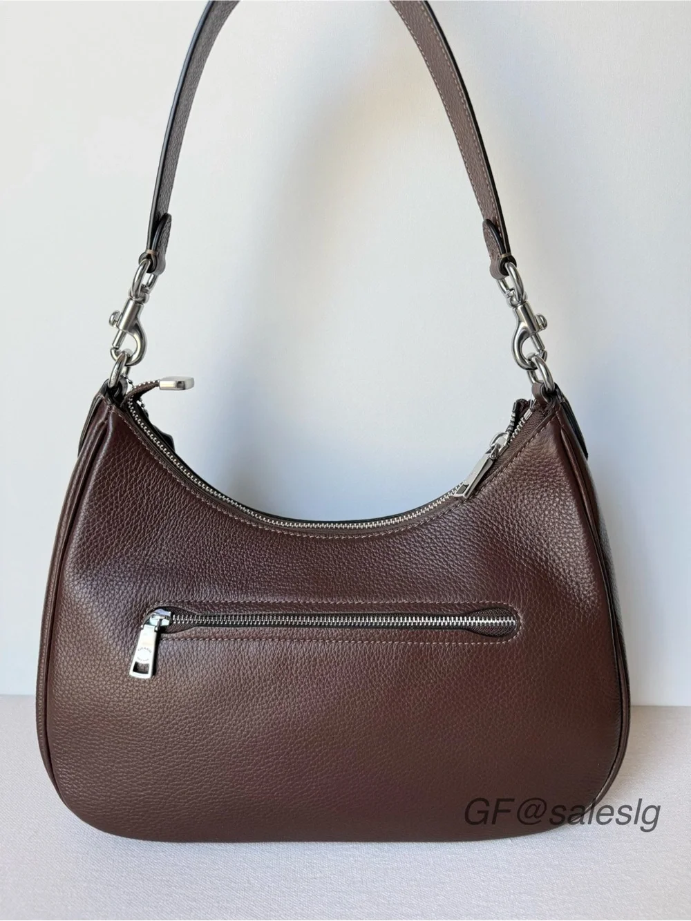 Coach Teri Hobo Shoulder Bag Maple Brown Pebble Leather Silver CV935 NWT